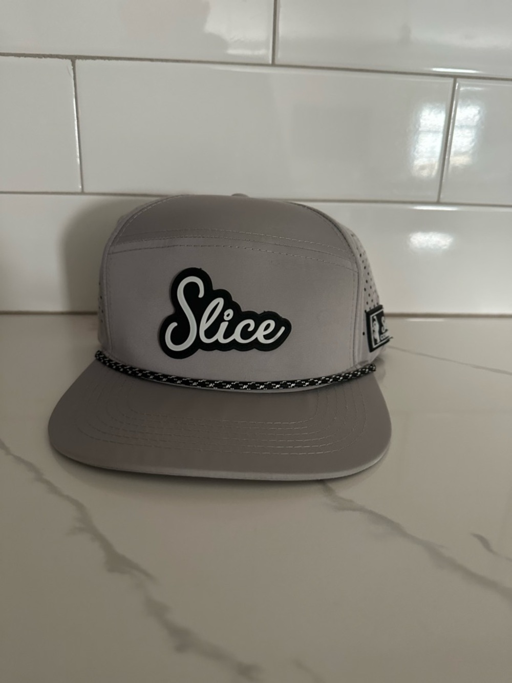 Gray Rope-Trim Snapback Cap